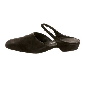 ⚡️ Giorgio Armani Black Velvet Slip On Mules Low Heel Flats Size US 8.5 EU 39